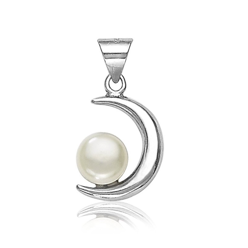Half Moon Pearl Pendant With Silver