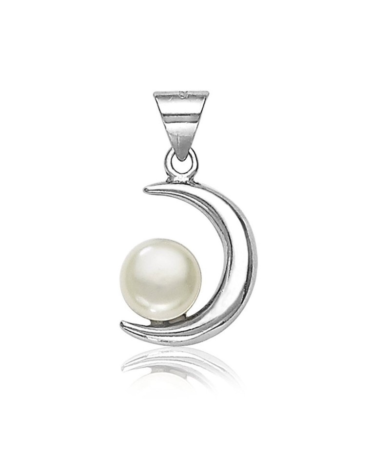 Half Moon Pearl Pendant With Silver