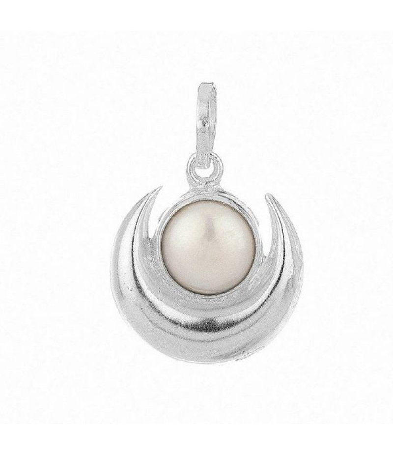 Half Moon Pearl Pendant With Silver